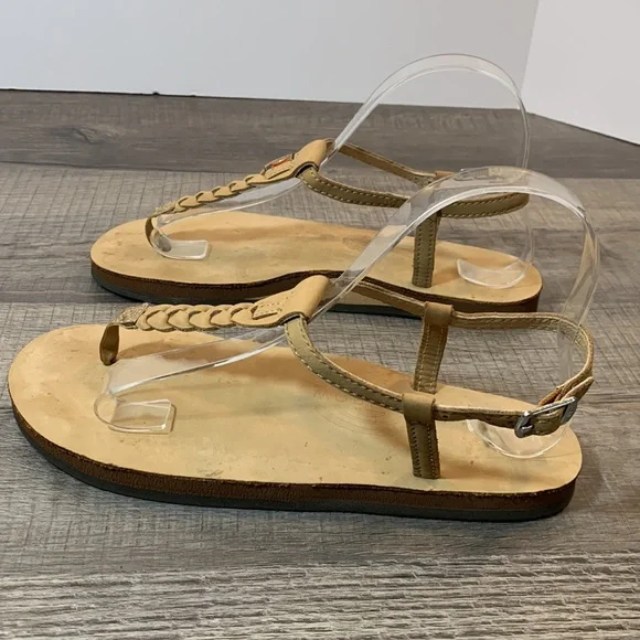 Rainbow braided T strap sandals size Medium 6.5-7.5 - Picture 5 of 8